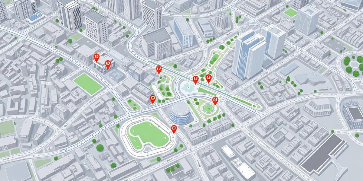 3D city map with location markers